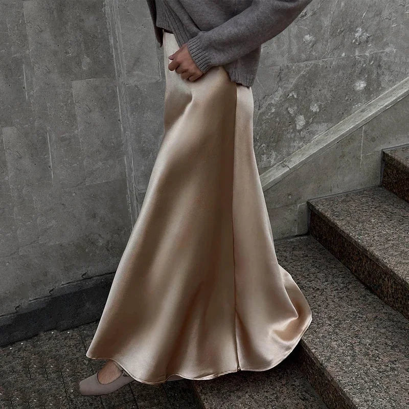 Jupe longue en satin