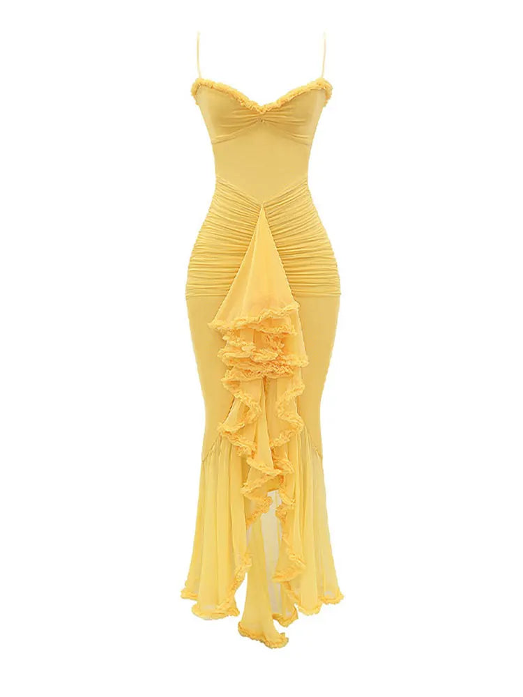 Robe Élégante à Volants Irréguliers - Collection 2024